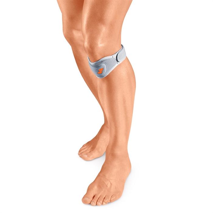 Platinfarvet Kasseler Patellar senebandage med justerbar gelépude